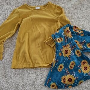 Yellow Top and Floral Skirt Set